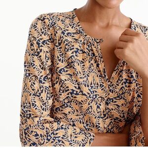 J. Crew x Drake’s of London Giraffe Print Cotton Blouse Size 4